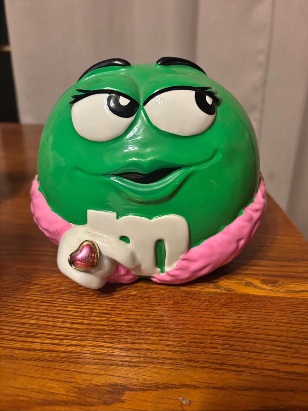 Ms. Green M&M ceramic candy or cookie jar made by Galerie
